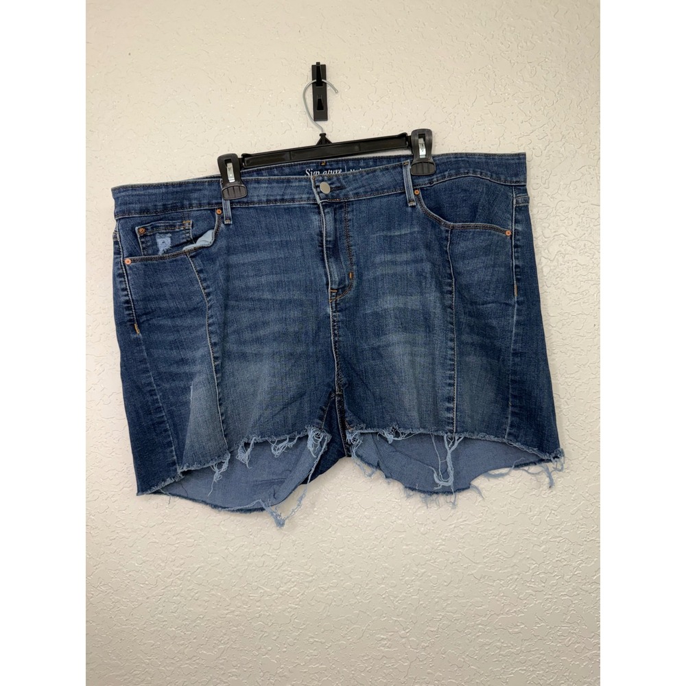Signature by Levi Strauss & Co Womens Modern Shorts Blue Denim Cut Off Plus Size